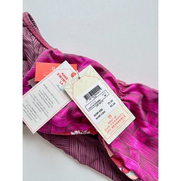 NWT MAAJI Cumbia Society Mauve Leaf Print Reversible Bandeau Bikini Top, Size M - Picture 8 of 10